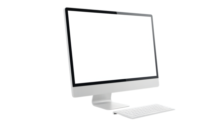 Modern Workspace Essential: A sleek, contemporary computer setup, ready to be a hub of productivity. The monitor stands ready to display the next big idea.