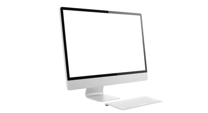 Modern Workspace Essential: A sleek, contemporary computer setup, ready to be a hub of productivity. The monitor stands ready to display the next big idea.