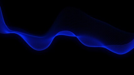 Abstract blue curved lines on a black background creating a modern and elegant design look