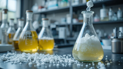 Calcium chloride a chemical with the formula CaCO is being synthesized in the lab