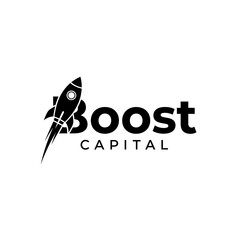 Boost Capital logo featuring a stylized rocket, symbolizing growth and investment.