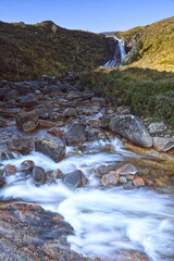 Eas a' Bhradain (Salmon) waterfall on the Allt Coire nam Bruadaran just before emptying into Loch Ainort, off the A87 road. Isle of Skye-Scotland-075