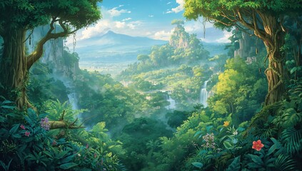 Scenic depiction of tropical flora in the Cardamom Mountains, ideal for editorial backgrounds