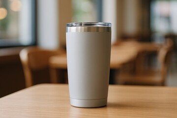 Minimal Matte Tumbler on Cozy Caf&eacute; Table