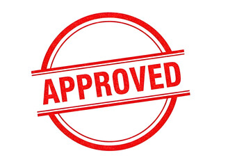 Red approved stamp seal isolated on transparent background