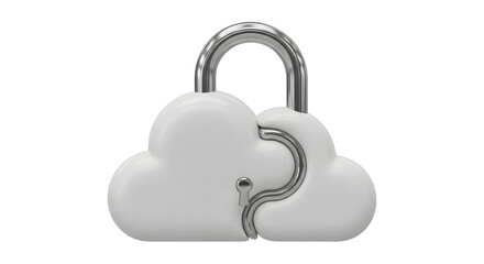 A cloud-shaped padlock symbolizing data security. The padlock is open