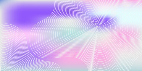 White Abstract Background with Gradient Line Pattern. Vector Round Shape Waves on Blue and Purple Gradient