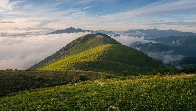 Monte Baldos alpine slope gradually fades into the mist, erosion risk