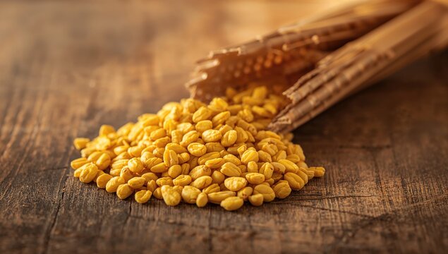 Nutritious tiger nuts displayed on a rustic table, fiber-dense choice