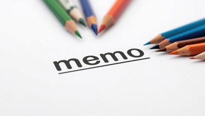 Obraz premium Potential text memo on a white background with pencils, suitable for note-taking or brainstorming