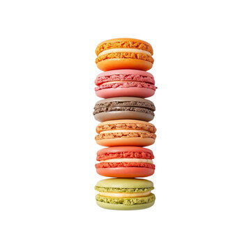 Macarons Top View Isolated on White Background &ndash; High-Resolution Studio Lighting Product Photo for Restaurant Branding and Food Mockups