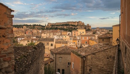 Naklejka premium Vintage streets and castle in a historic city, preservation