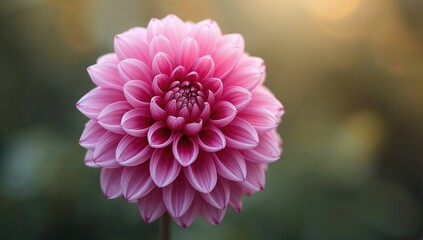 Close-up of a vibrant pink dahlia flower, showcasing its intricate details and textures, seasonal beauty