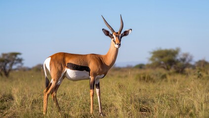 Naklejka premium Thomson's gazelle in a natural desert setting, highlighting the challenges of survival in arid environments
