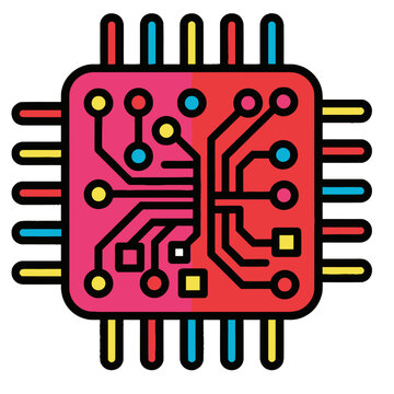 Quantum photonics chip abstract circuit design. Vector illustration of light-based computing, optical technology, and high-speed data processing hardware