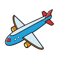Vector illustration set of flying cartoon airplane, jet, and propeller aircraft icons for travel and transport design