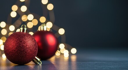 Fototapeta premium Vibrant holiday decorations glittering under bright festive lights creating a joyful seasonal background perfect for greetings and winter cheer, bauble, electric, winter