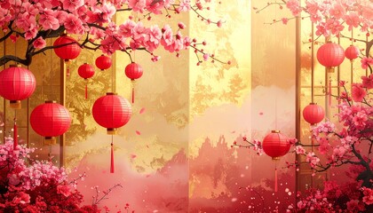 金屏風の背景に和風小物の背景素材