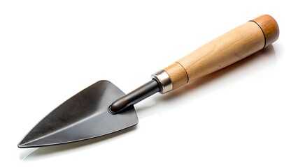 Fototapeta premium Small hand trowel with wooden handle on white background