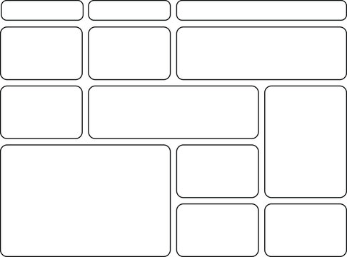 Abstract layout design with rounded rectangles for website presentation and app template interfaces providing a modern style and simplicity of design