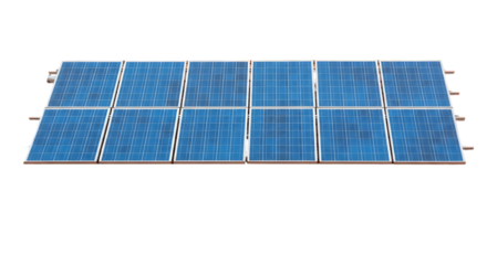 Array of Blue Solar Panels on a Black Background energy