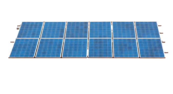 Array of Blue Solar Panels on a Black Background energy - Powered by Adobe