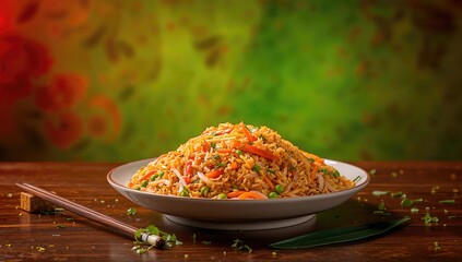 Vegetarian fried rice with assorted vegetables, a fiber-dense choice, Asian cuisine