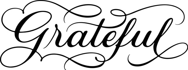 Beautiful and Elegant 'Grateful' Calligraphy Design with Flourishes
