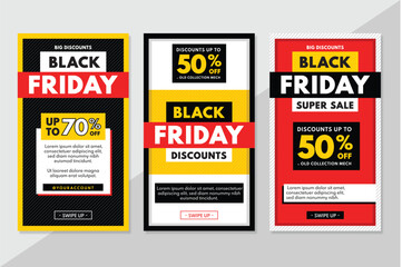flat vector design illustration black friday instagram stories