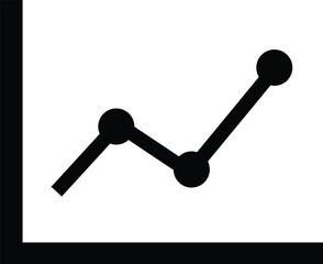 Black Data Chart Symbol, Simple Line Graph Icon