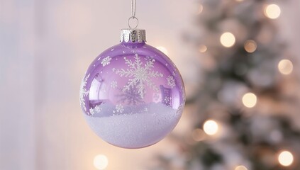 Purple snowy ornament, festive decoration for holiday celebrations