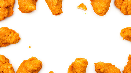 fried chicken strips on white background, fast food menu concept