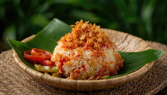 Tempong rice served with a unique sambal, fiber-dense choice