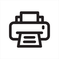 Simple black and white outline icon of a modern office printer or copier machine for printing documents