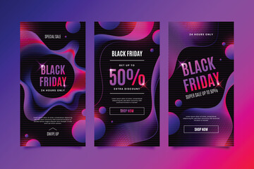 gradient black friday instagram stories vector design illustration
