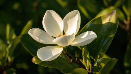 Fototapeta premium White Magnolia Blossom, symbol of renewal and growth
