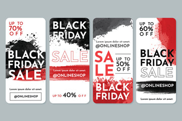 watercolor black friday instagram stories vector design illustration