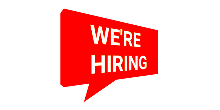 We’re Hiring 3D Banner – Red Recruitment Announcement Graphic for Job Vacancy & Career Opportunities