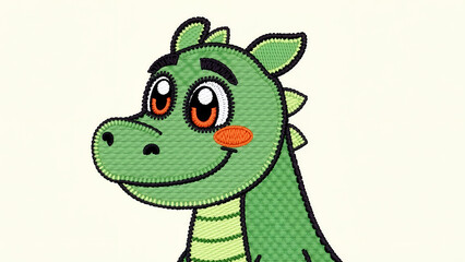 Obraz premium Adorable Green Applique Dino