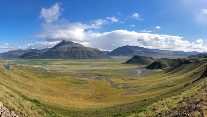 Naklejka premium Scenic view of Landmannalaugar showcasing unique geological formations, erosion risk