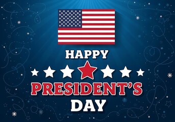 a vibrant illustration features the american flag a prominent red white and blue color scheme and celebratory text for president s day