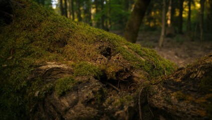 The clove tree's surface covered in moss, highlighting erosion risk