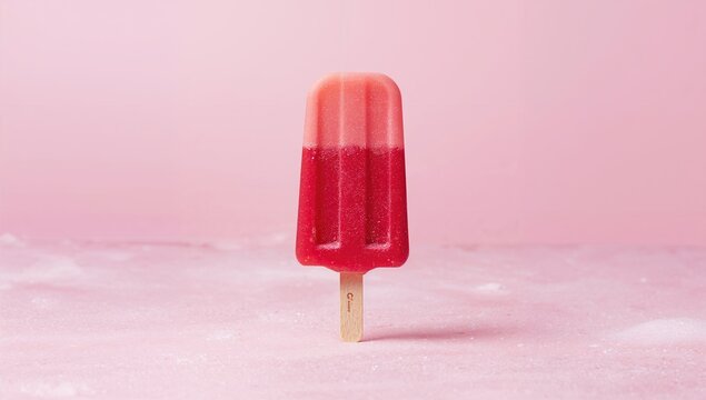 Red ice lolly on a pink surface, a sugary treat with a high refined sugar load - Powered by Adobe