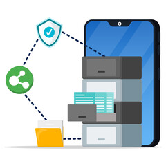 Secure file and document sharing from smartphone. Encrypted storage services ensure privacy, data protection, and safe collaboration through shared digital files.