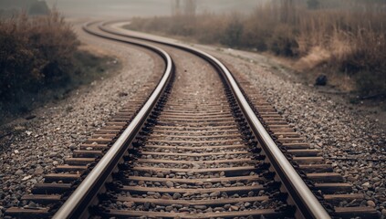 Fototapeta premium Path of a railway track, symbolizing transportation efficiency