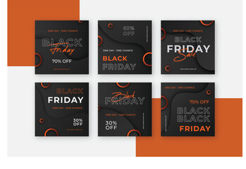 flat vector design illustration black friday instagram post