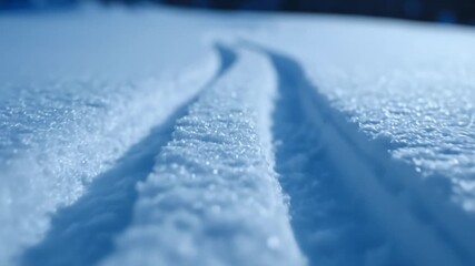 Ski Track Through Snowy Terrain on Sunny Winter Day - Powered by Adobe