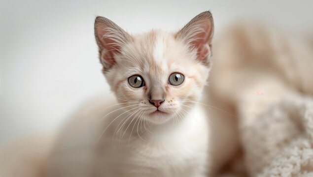 Portrait of a charming British Shorthair Colourpoint Kitten, focus on companionship