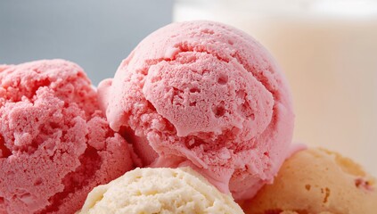 Trio of Ice Cream and Strawberry, indulgent treat with high sugar content
