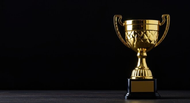 A sparkling golden prize trophy sits prominently, representing the guaranteed reward for success, achievement, and winning a competition ,bright ,medal ,bonus